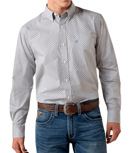 Ariat Men's White Multi Geo Print Nola Fitted Shirt 10079416