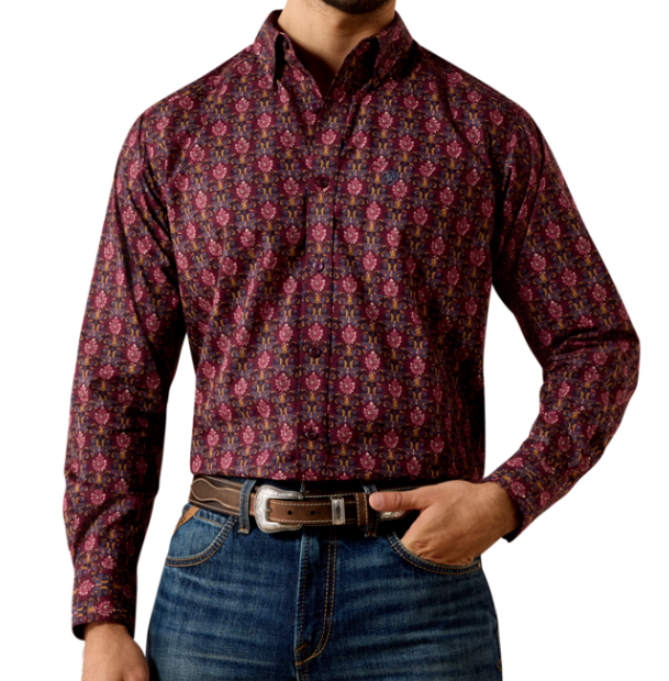 Ariat Men's Grape Wine Jacobean Print Chandler Classic Fit Shirt 10079609
