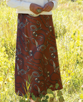 Cruel Denim Women's Burgundy Tack Print Midi Skirt CBU7550001