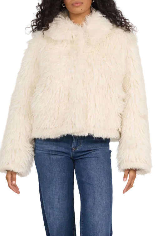 Dear John Women's White Bardot Fur Jacket 