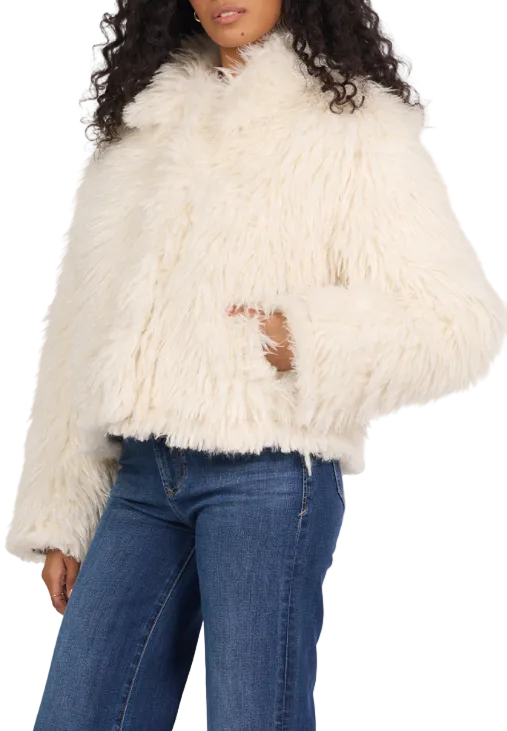 Dear John Women's White Bardot Fur Jacket 