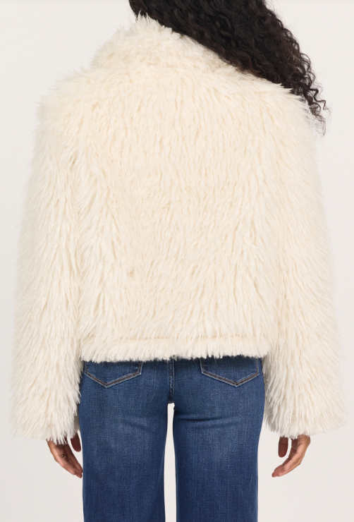 Dear John Women's White Bardot Fur Jacket 