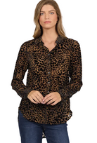 Dear John Women's Noir Panthera Lolita Long Sleeve Button Up Shirt 