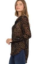Dear John Women's Noir Panthera Lolita Long Sleeve Button Up Shirt 
