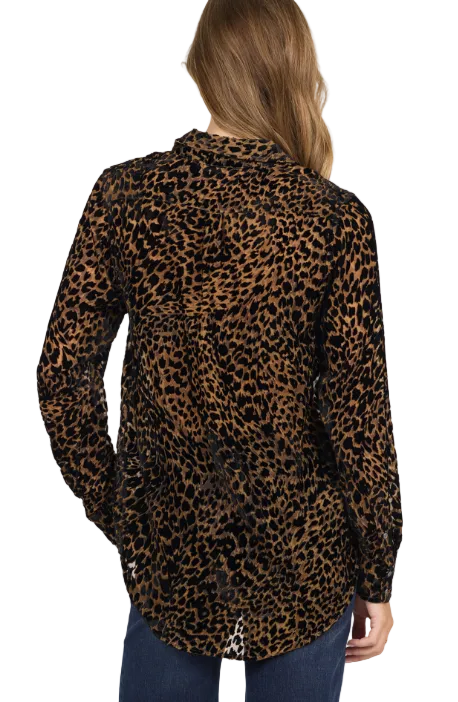 Dear John Women's Noir Panthera Lolita Long Sleeve Button Up Shirt 