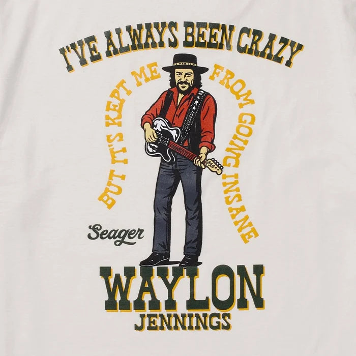 Seager Men's Vintage White Waylon Jennings Always Been Crazy Tee MTH26ALWYSVWHT