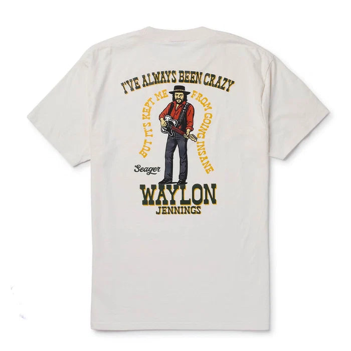 Seager Men's Vintage White Waylon Jennings Always Been Crazy Tee MTH26ALWYSVWHT