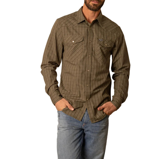 Men's Kimes Ranch Army Green Smalls Long Sleeve Button Up Shirt 