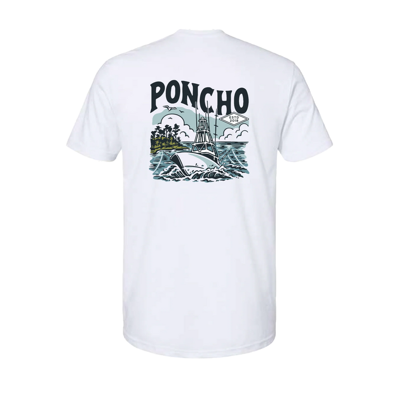 Men's Poncho Short Sleeve White "The Sport Fisher" T-shirt 