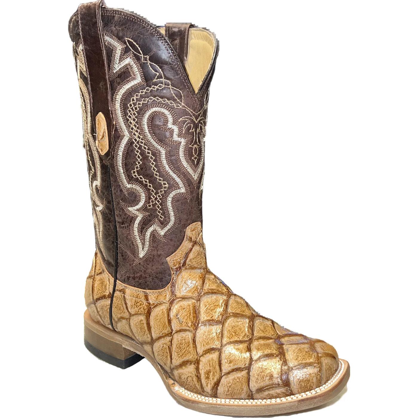 Men's Cowtown Tan Fish Skin Print Boots Q157