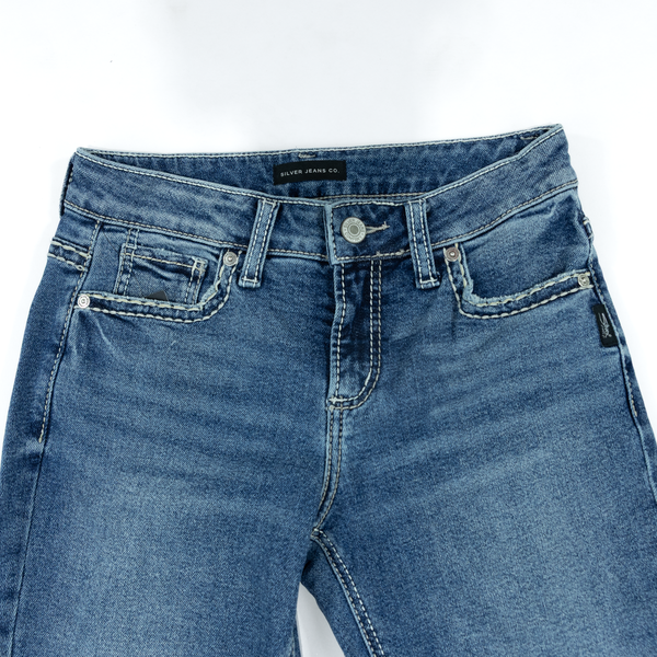Women's Silver Elyse Mid Rise Bootcut Jeans L03719STA366