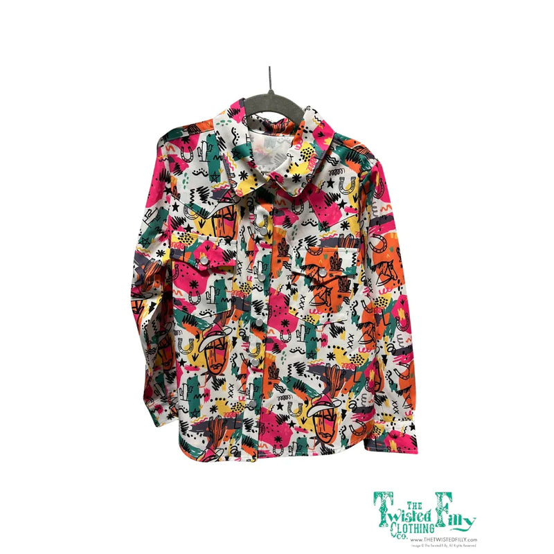 Girl's Twisted Filly Pearl Snap 80's Western Snap Shirt TF1254Y-NEON