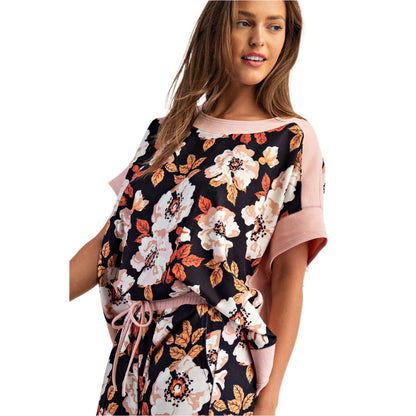 Women's ee:some Floral Printed Dolman Sleeve Boxy Top TK14309