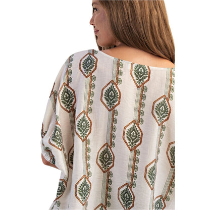 Women's ee:some Geometric Floral Printed Elastic Cuff Blouse TK14564