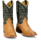 Men's Tony Lama Tan/Green Blaine 11" Ostrich Square Toe Boot RN3571