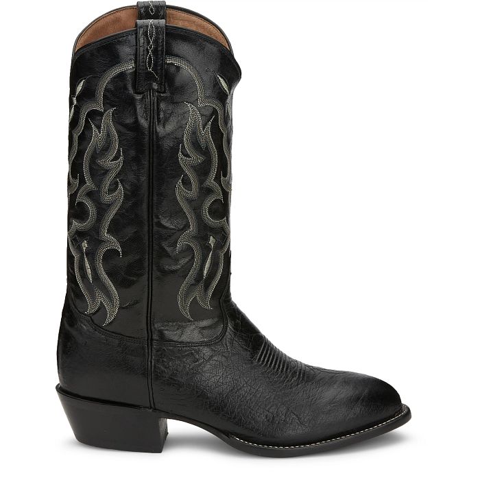 Tony Lama Men's Black Bonham 13" Smooth Ostrich Round Toe Boots CT871