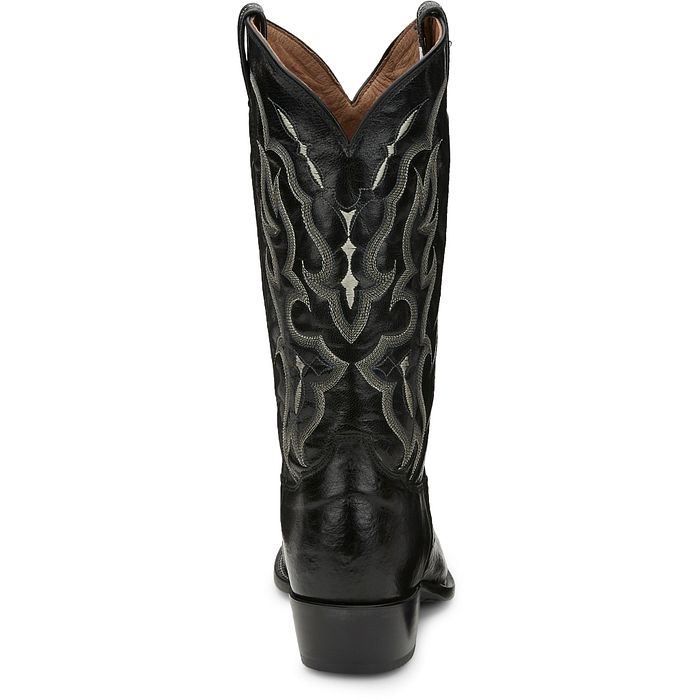 Tony Lama Men's Black Bonham 13" Smooth Ostrich Round Toe Boots CT871