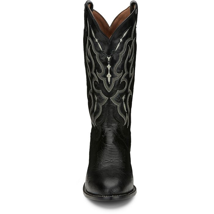 Tony Lama Men's Black Bonham 13" Smooth Ostrich Round Toe Boots CT871