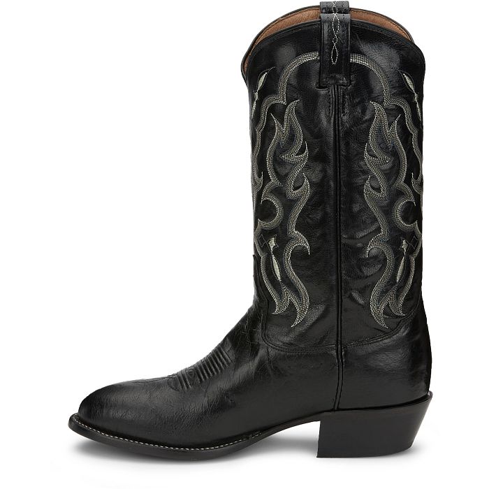 Tony Lama Men's Black Bonham 13" Smooth Ostrich Round Toe Boots CT871
