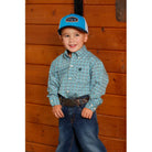 Toddler's Cinch Blue Geometric Print Shirt MTW7061386 - Crazy House Western Wear
