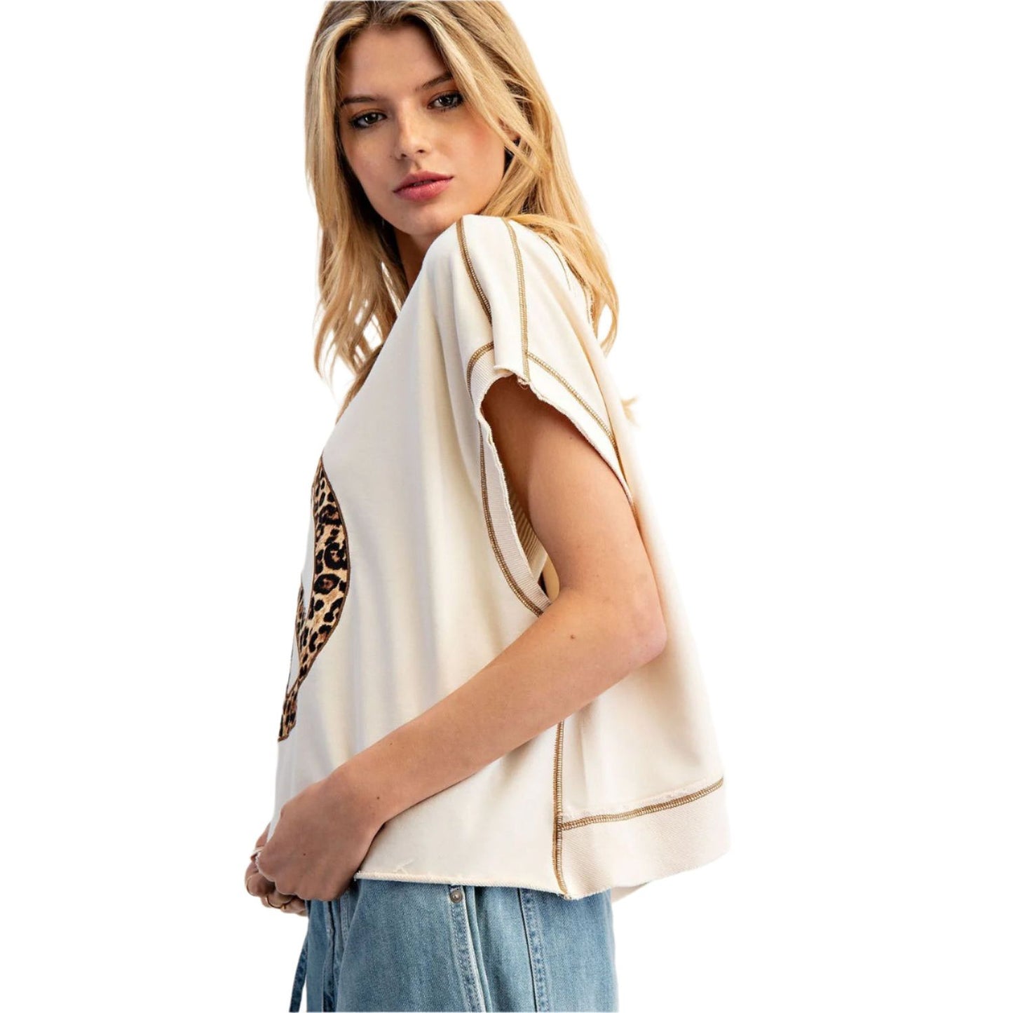 Women's ee:some Mineral Washed Leopard Peace Open Back Top TY13166
