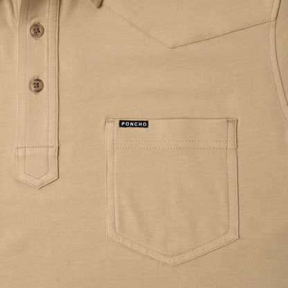 Men's Poncho "The 410" Khaki Short Sleeve Polo