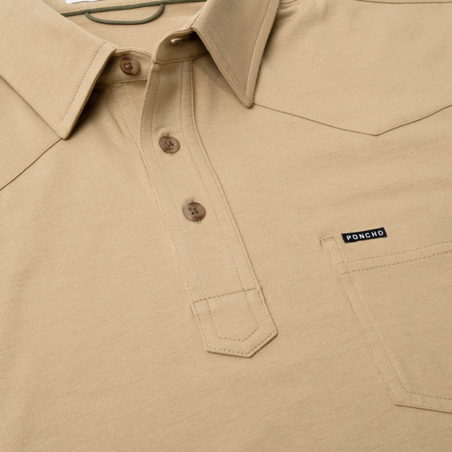 Men's Poncho "The 410" Khaki Short Sleeve Polo