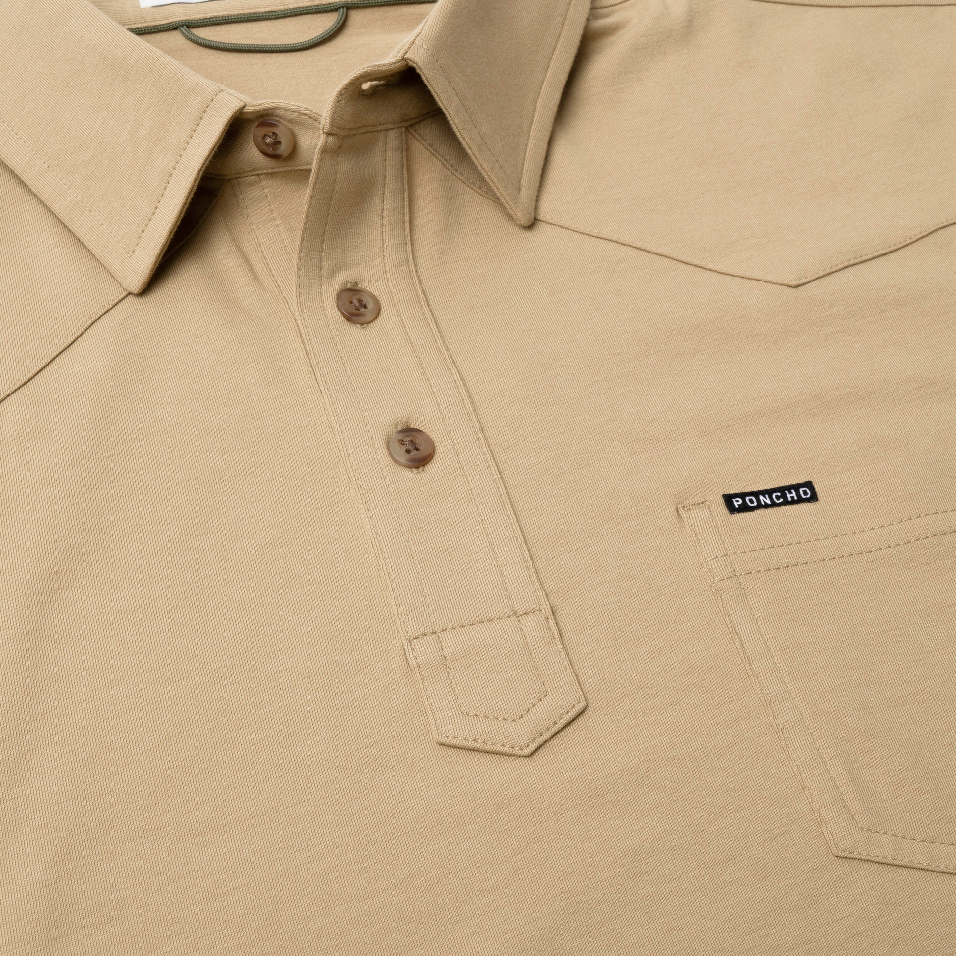 Men's Poncho "The 410" Khaki Short Sleeve Polo