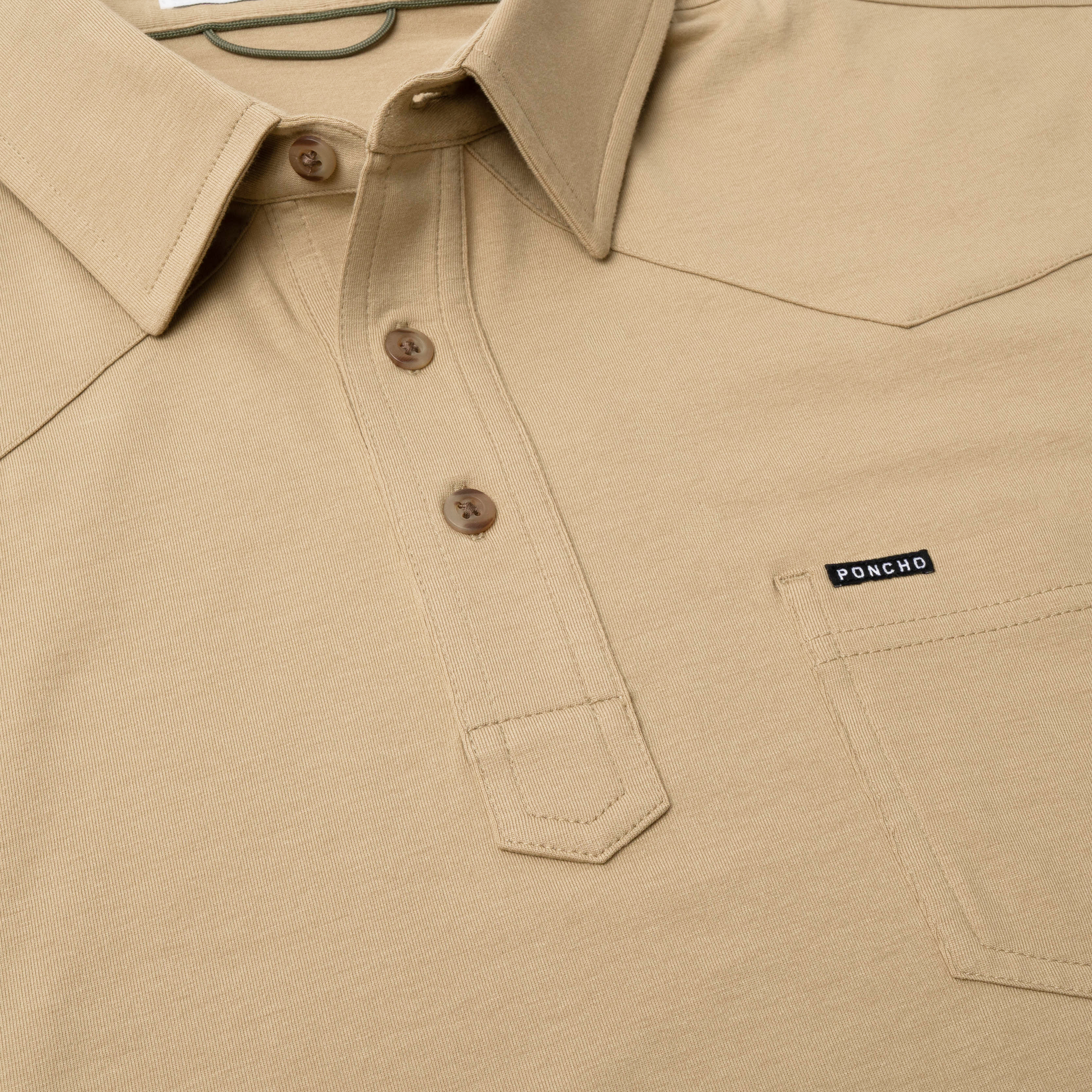 Men's Poncho "The 410" Khaki Short Sleeve Polo