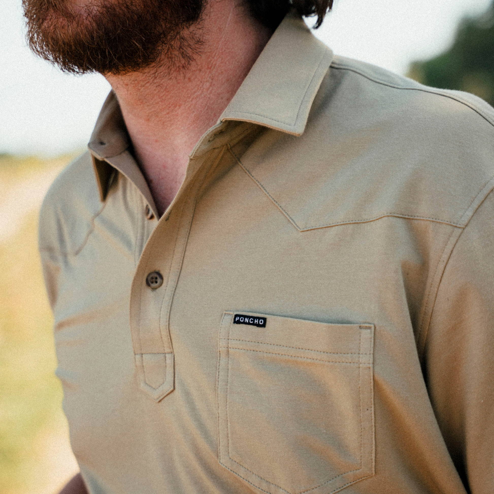 Men's Poncho "The 410" Khaki Short Sleeve Polo