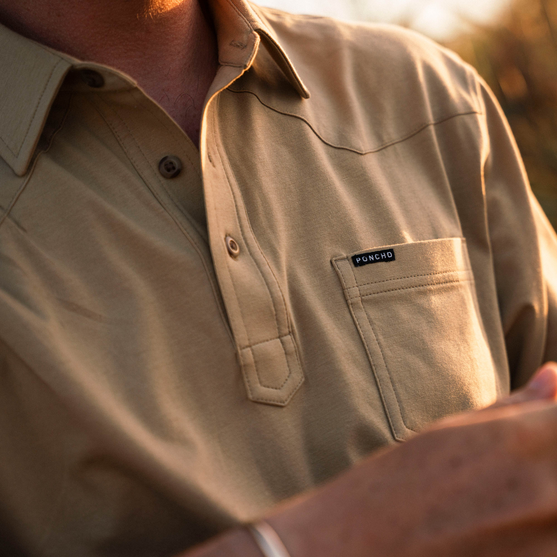 Men's Poncho "The 410" Khaki Short Sleeve Polo