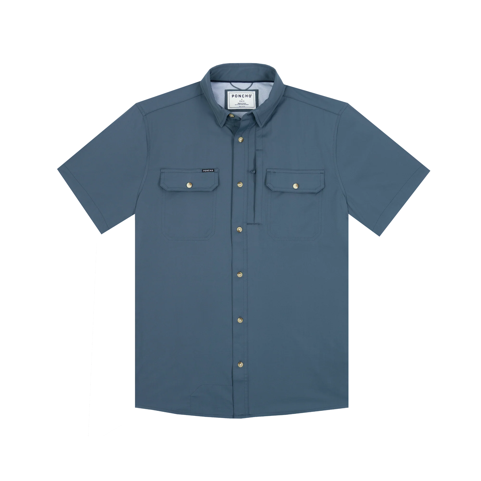 Men's Poncho "The Ahi" Dark Blue Button Up Shirt 
