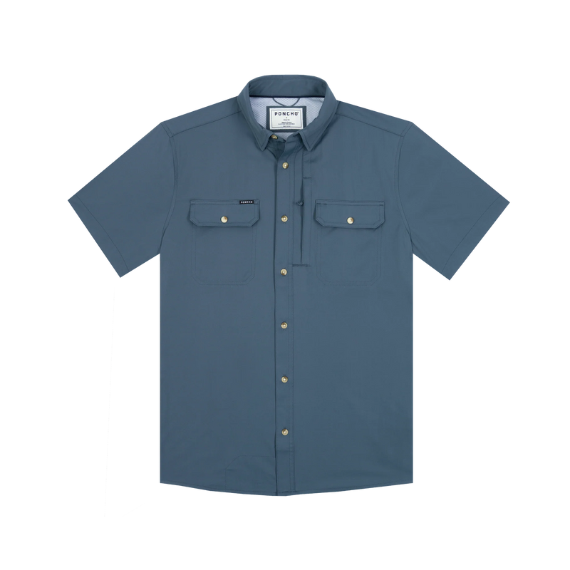 Men's Poncho "The Ahi" Dark Blue Button Up Shirt 