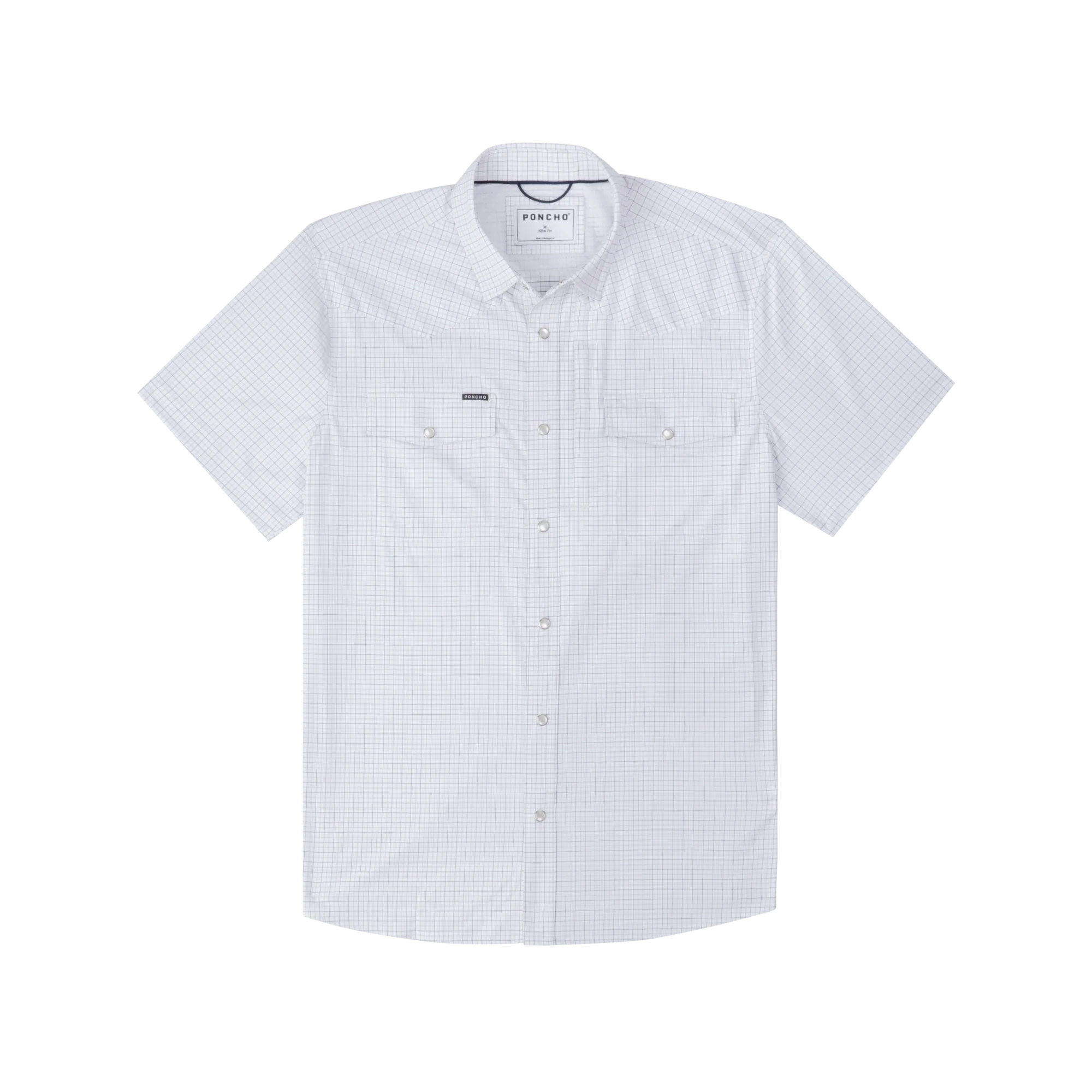 Men's Poncho Short Sleeve "The Auctioneer" White Snap Shirt 