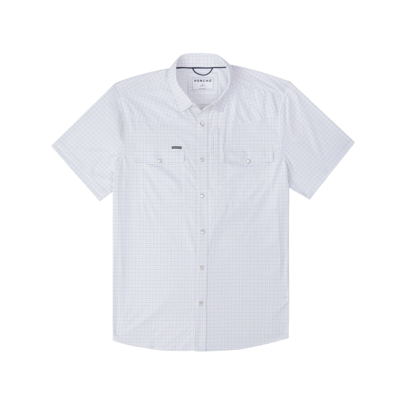 Men's Poncho Short Sleeve "The Auctioneer" White Snap Shirt 