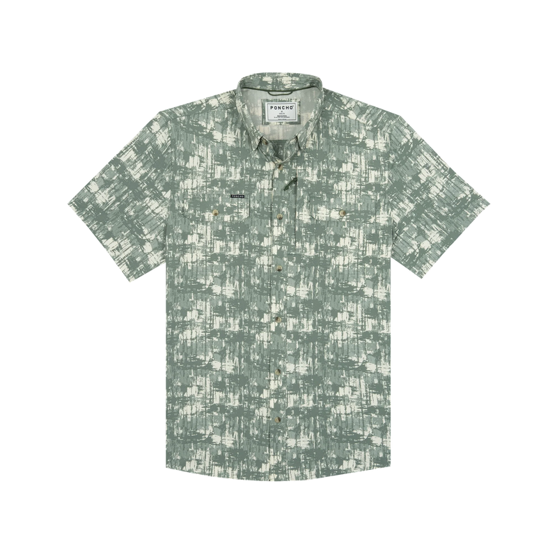 Men's Poncho Short Sleeve "The Chicken On A Hook" Button Up Shirt 