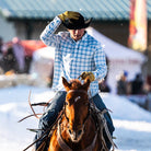 Men's Poncho The Cody Long Sleeve Blue Plaid Snap Shirt 