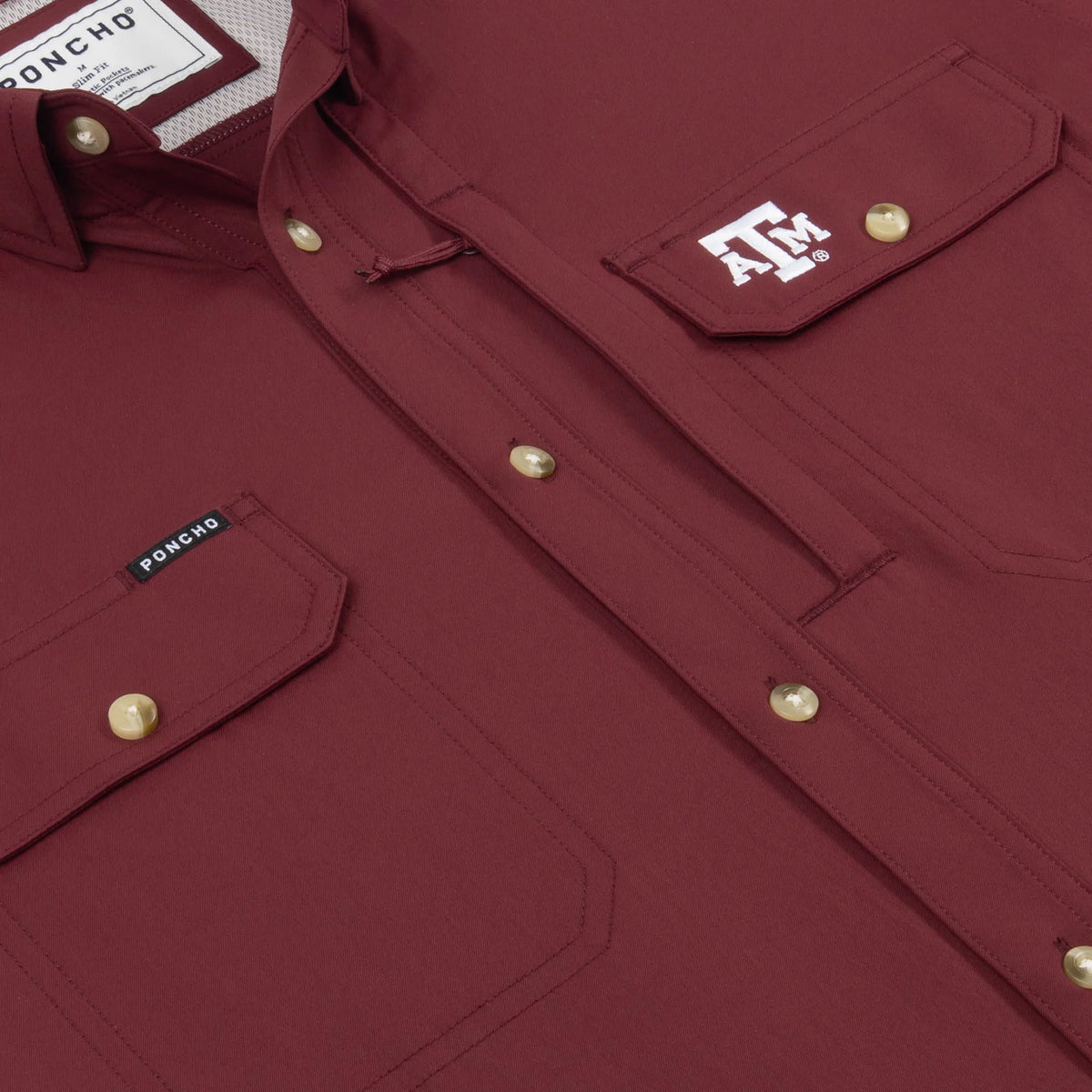 Poncho Men's Maroon "The College Station" Button Up Shirt 
