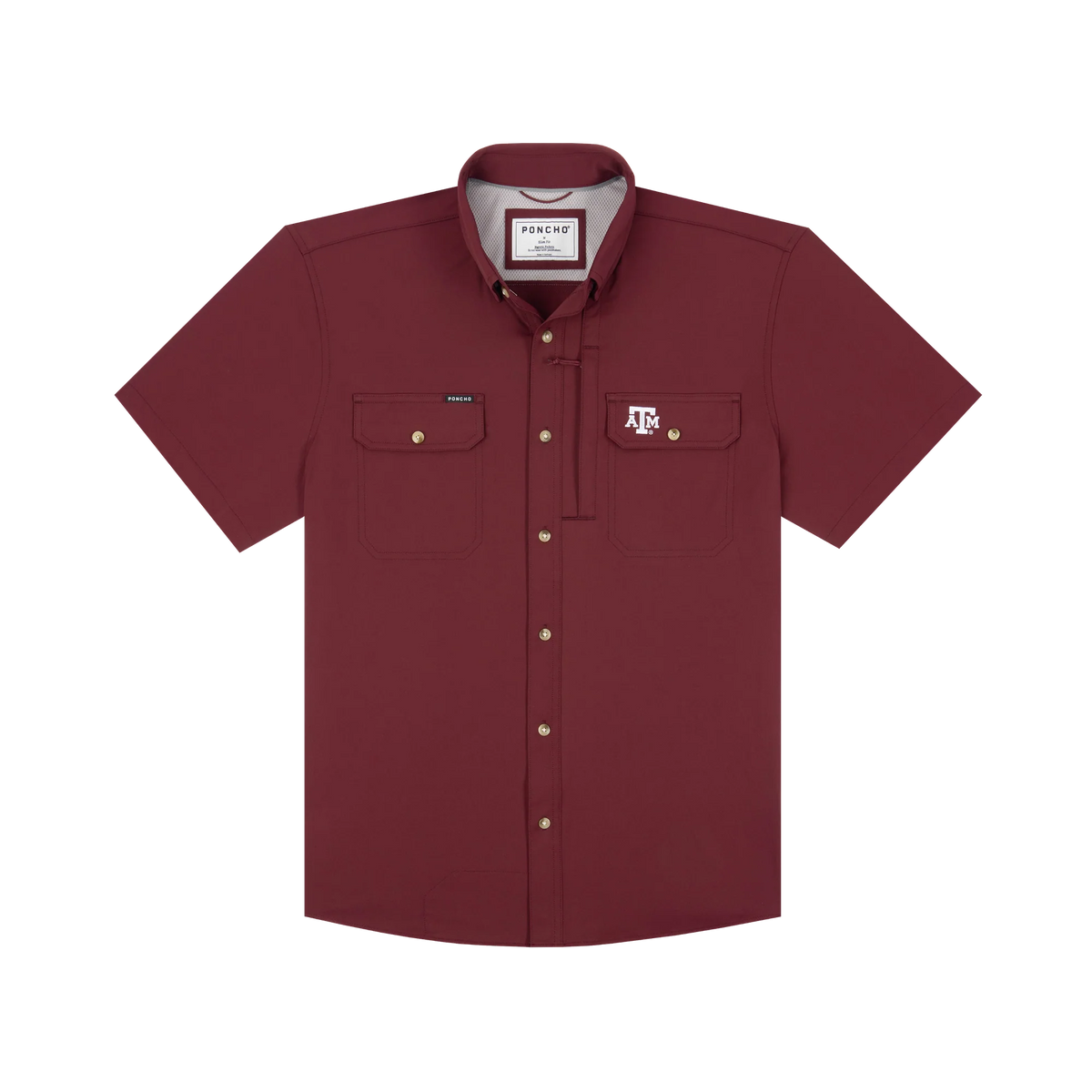 Poncho Men's Maroon "The College Station" Button Up Shirt 