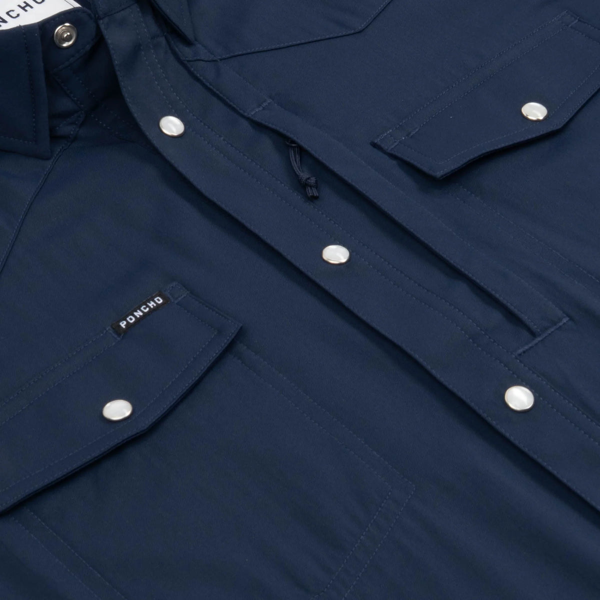 Poncho Men's Navy The Del Mar Short Sleeve Snap Shirt 