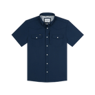 Poncho Men's Navy The Del Mar Short Sleeve Snap Shirt 