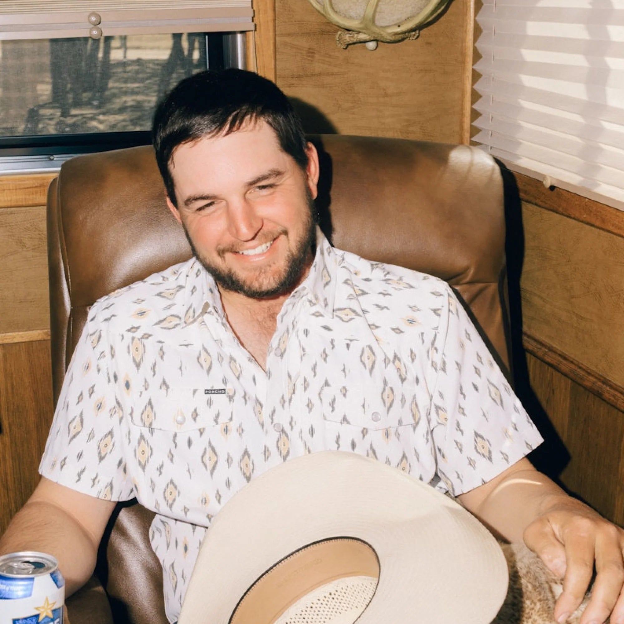 Men's Poncho "The Diamond Back" Short Sleeve Button Up 