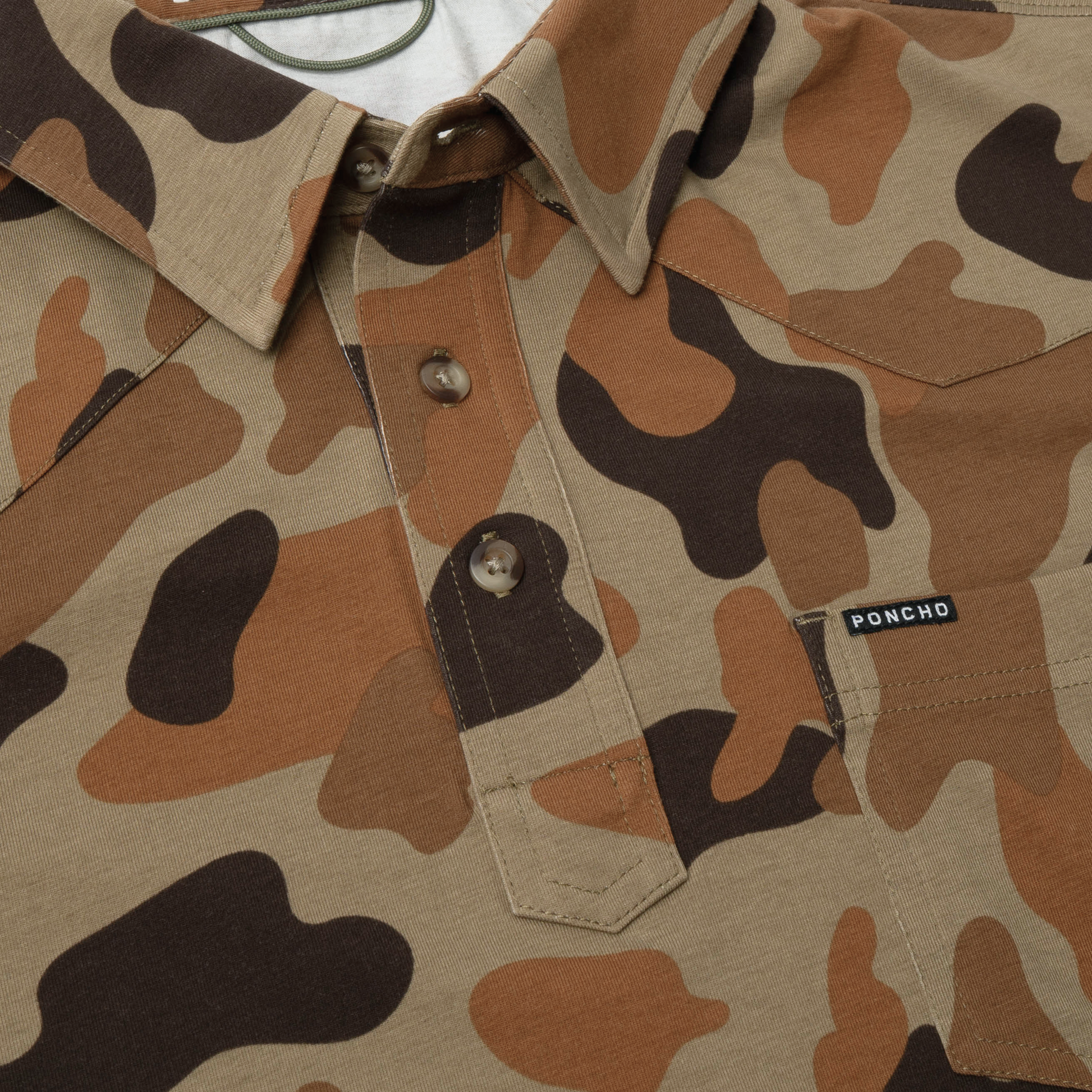Men's Poncho "The Dove Stool" Camo Short Sleeve Polo