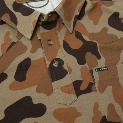 Men's Poncho "The Dove Stool" Camo Short Sleeve Polo