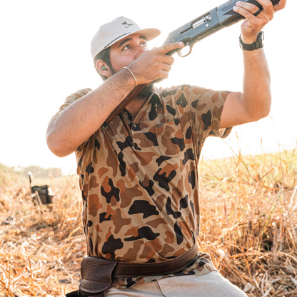 Men's Poncho "The Dove Stool" Camo Short Sleeve Polo