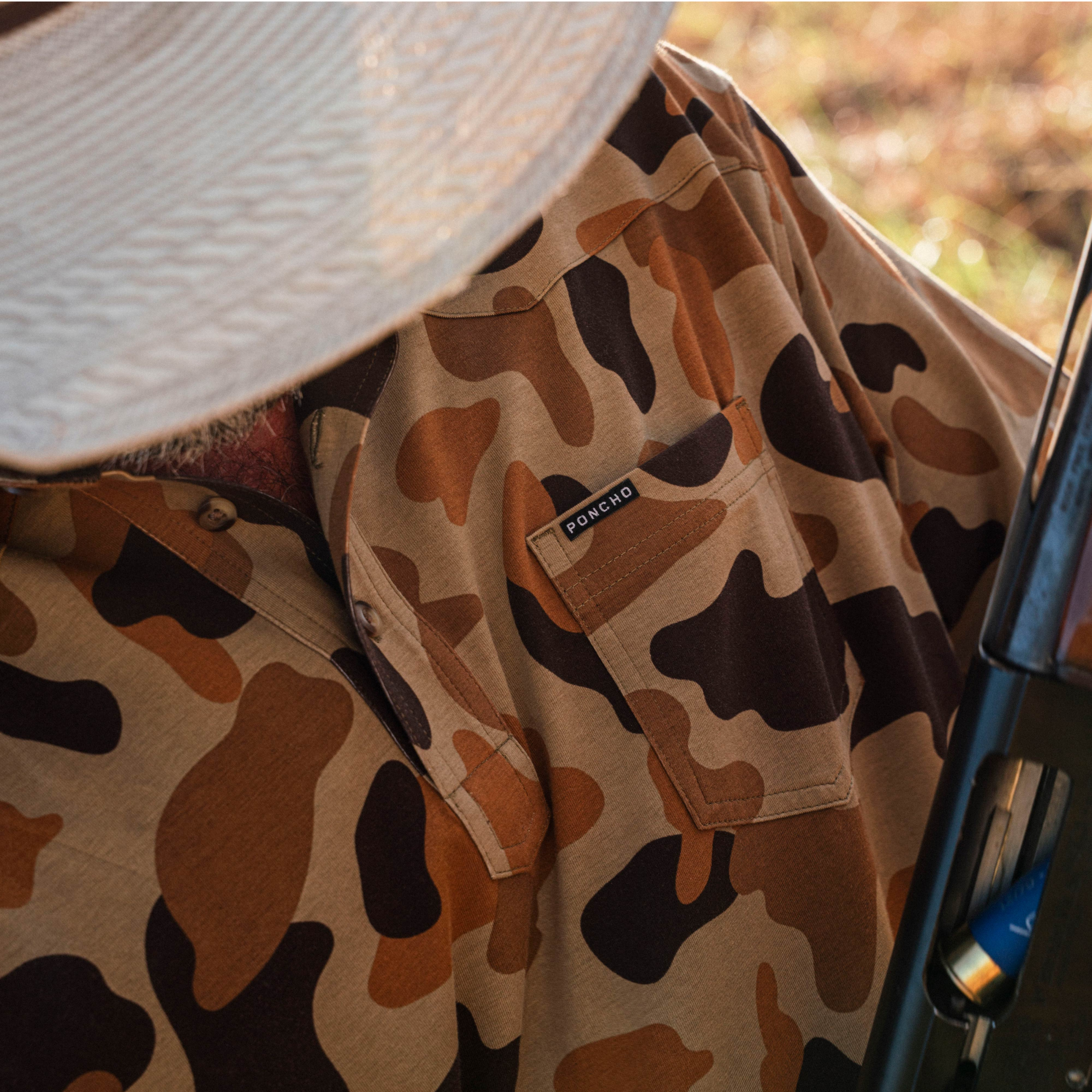 Men's Poncho "The Dove Stool" Camo Short Sleeve Polo