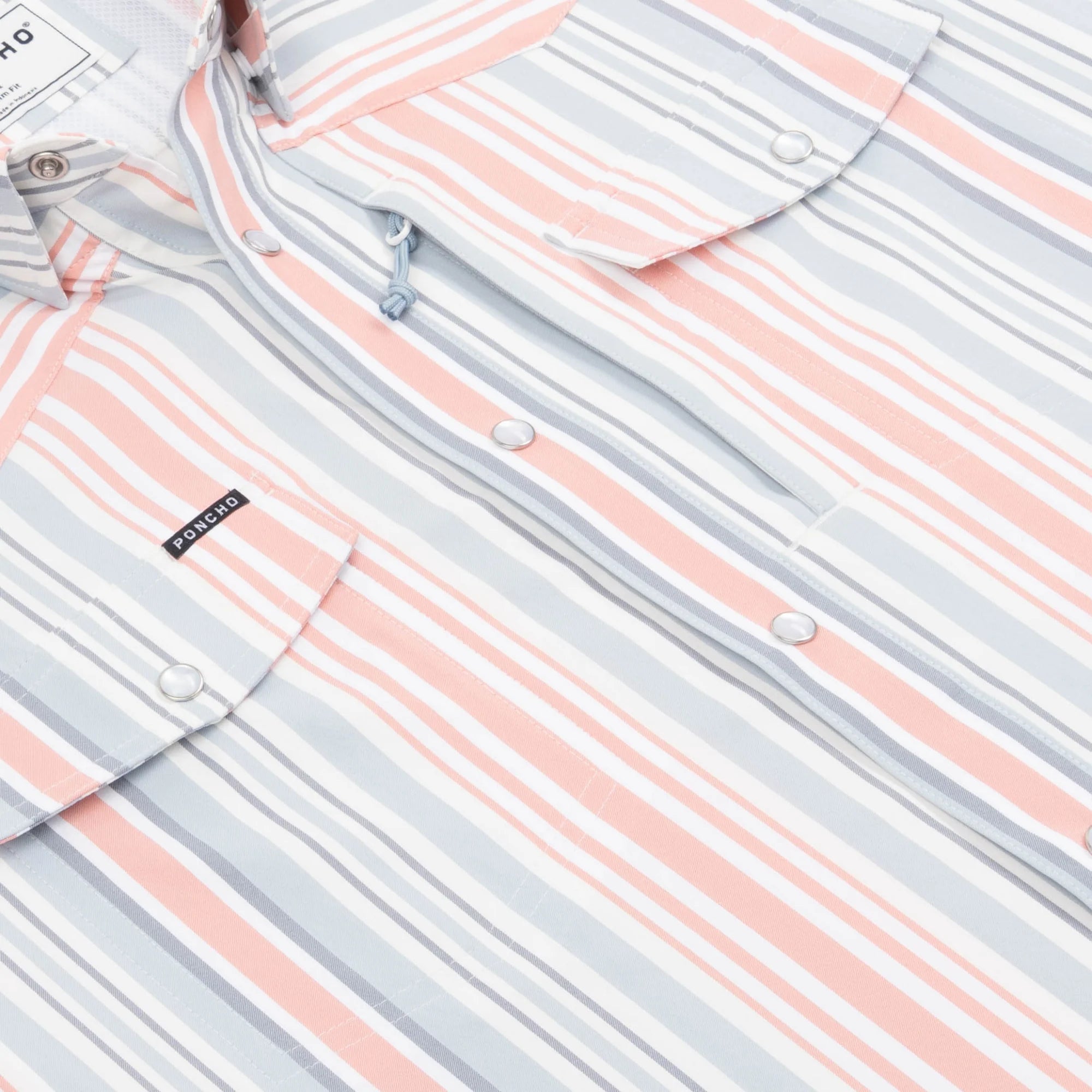 Men's Poncho "The Home Sweet Home" Striped Pearl Snap Shirt 