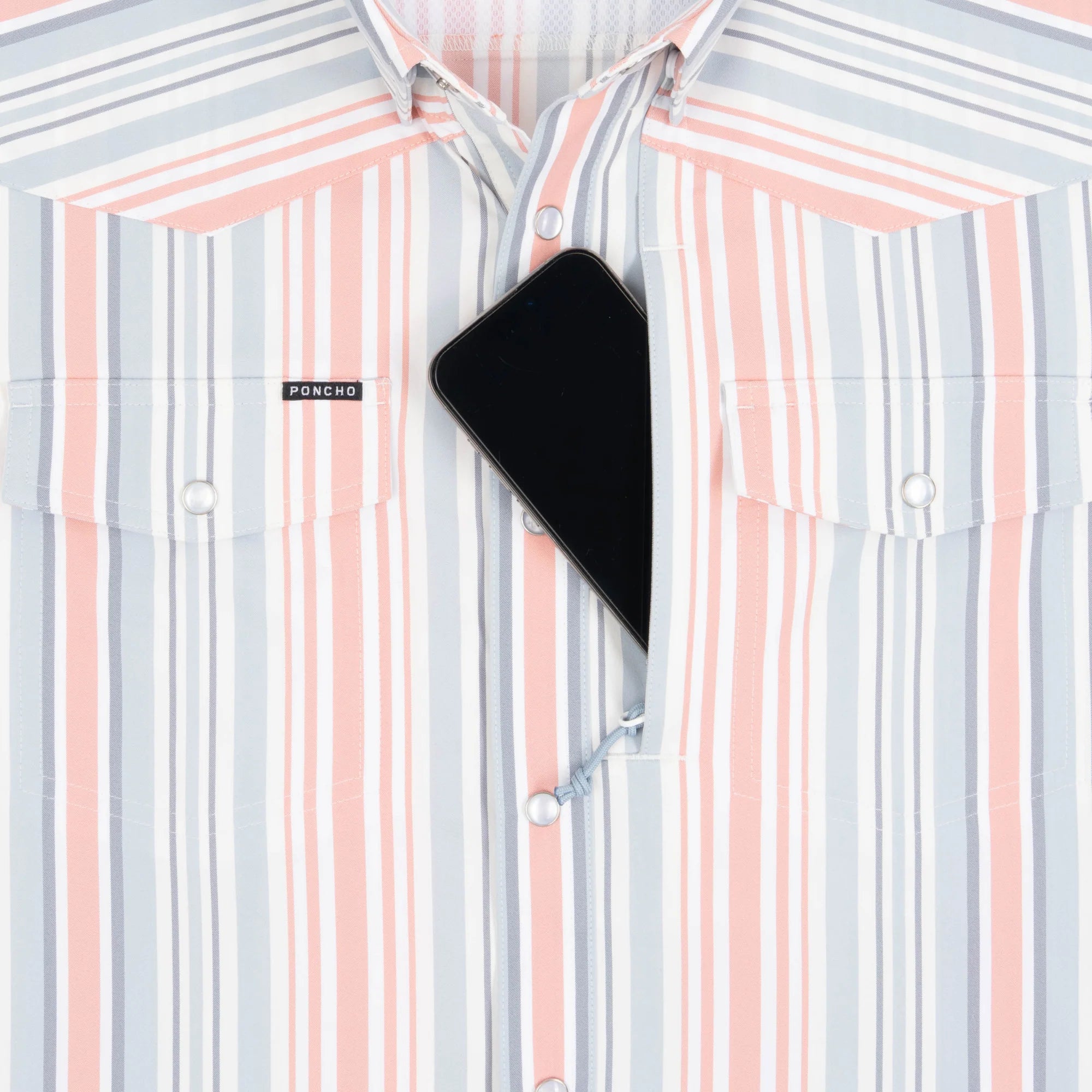 Men's Poncho "The Home Sweet Home" Striped Pearl Snap Shirt 