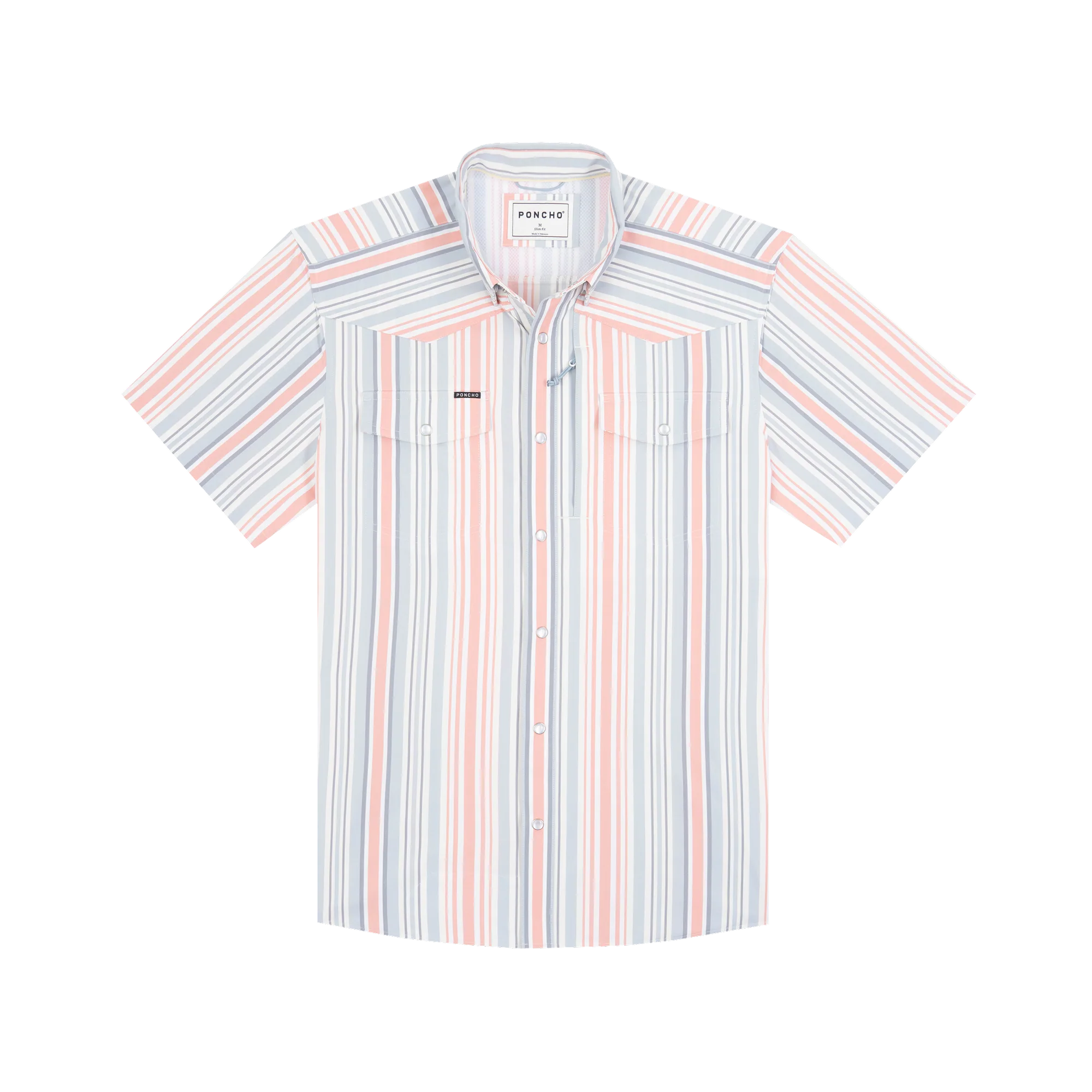 Men's Poncho "The Home Sweet Home" Striped Pearl Snap Shirt 