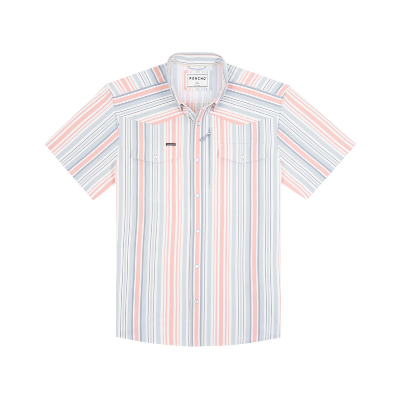 Men's Poncho "The Home Sweet Home" Striped Pearl Snap Shirt 